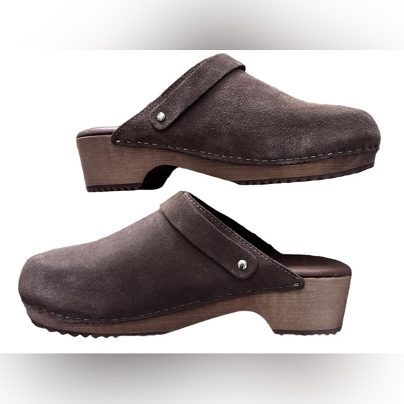 Boho Minimalist European Artisan Suede Clogs Brown Leather Mule EU 39 US 8.5-9 - Picture 4 of 8